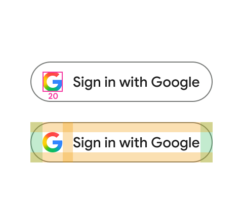 nút Đăng nhập bằng Google hình vuông có giao diện tối