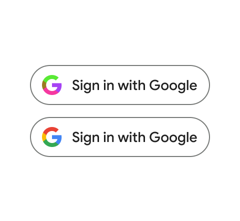 nút Đăng nhập bằng Google có hình dạng viên thuốc và giao diện tối