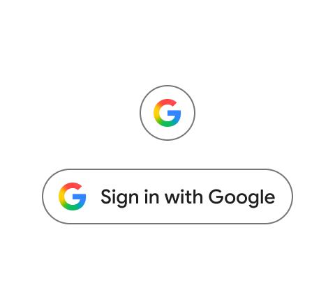 Ví dụ về nút Đăng nhập bằng Google có hình dạng viên thuốc và giao diện tối tiêu chuẩn