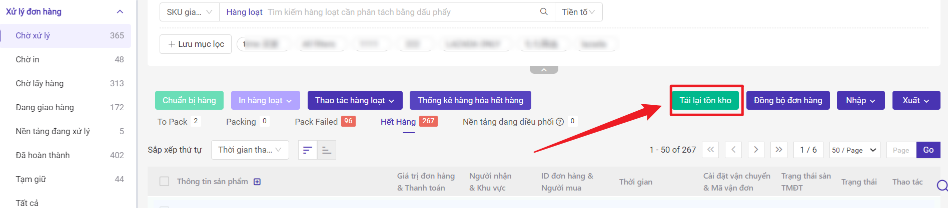 Giới thiệu về tính năng danh sách hết hàng