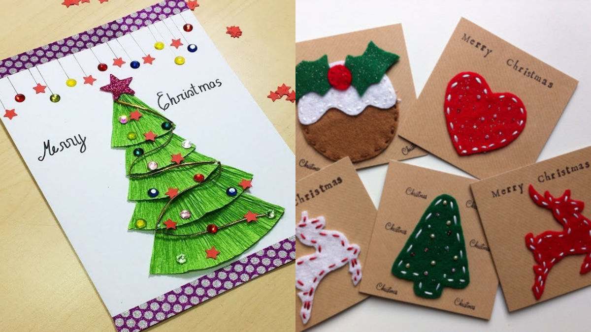 Tạo thiệp Noel bằng vải nhiều màu