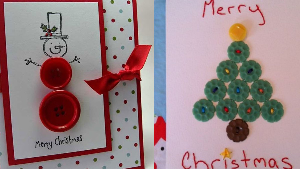 Làm thiệp Noel từ cúc áo độc đáo