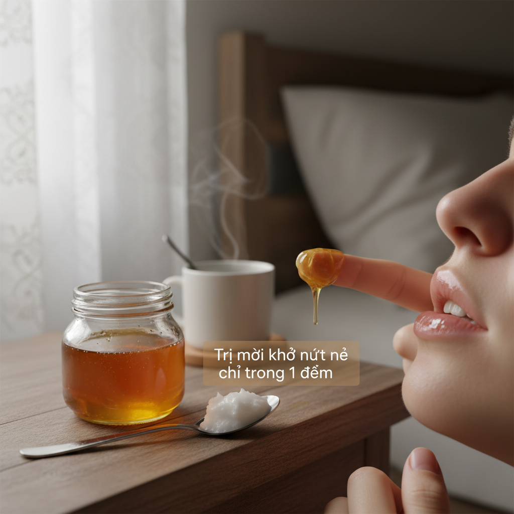 Các nguyên liệu tự nhiên như mật ong và dầu dừa trị môi khô