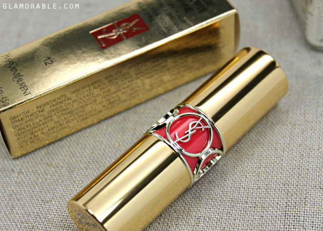 YSL Rouge Volupte Shine lipstick in #12 Corail Incandescent Review, Pictures, Swatches >> http://bit.ly/1BVbqbu | via @glamorable